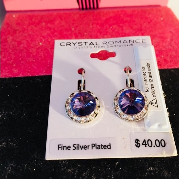 💜Purple Crystal Silver Earrings💜 - Picture 1 of 8